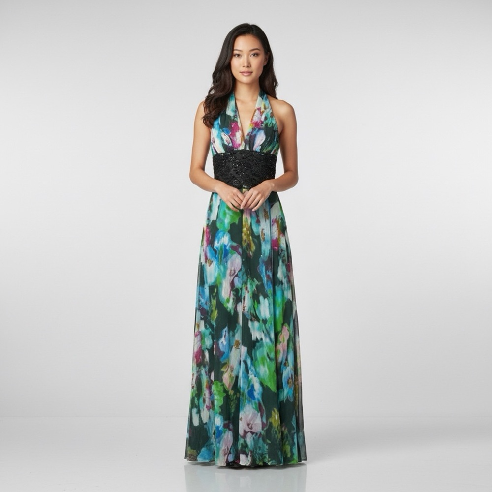 Jovani Halter Open Back Maxi Dress Gown Size 0 Evening Party Gala Homecoming